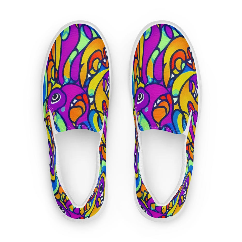 Kaleido Fish on Women's Slip-On Canvas Shoes — Front