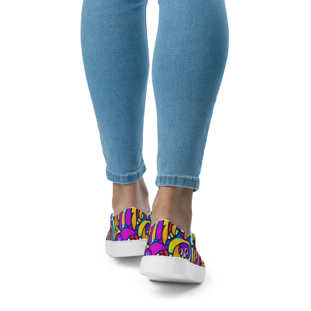 Kaleido Fish on Women's Slip-On Canvas Shoes — Back
