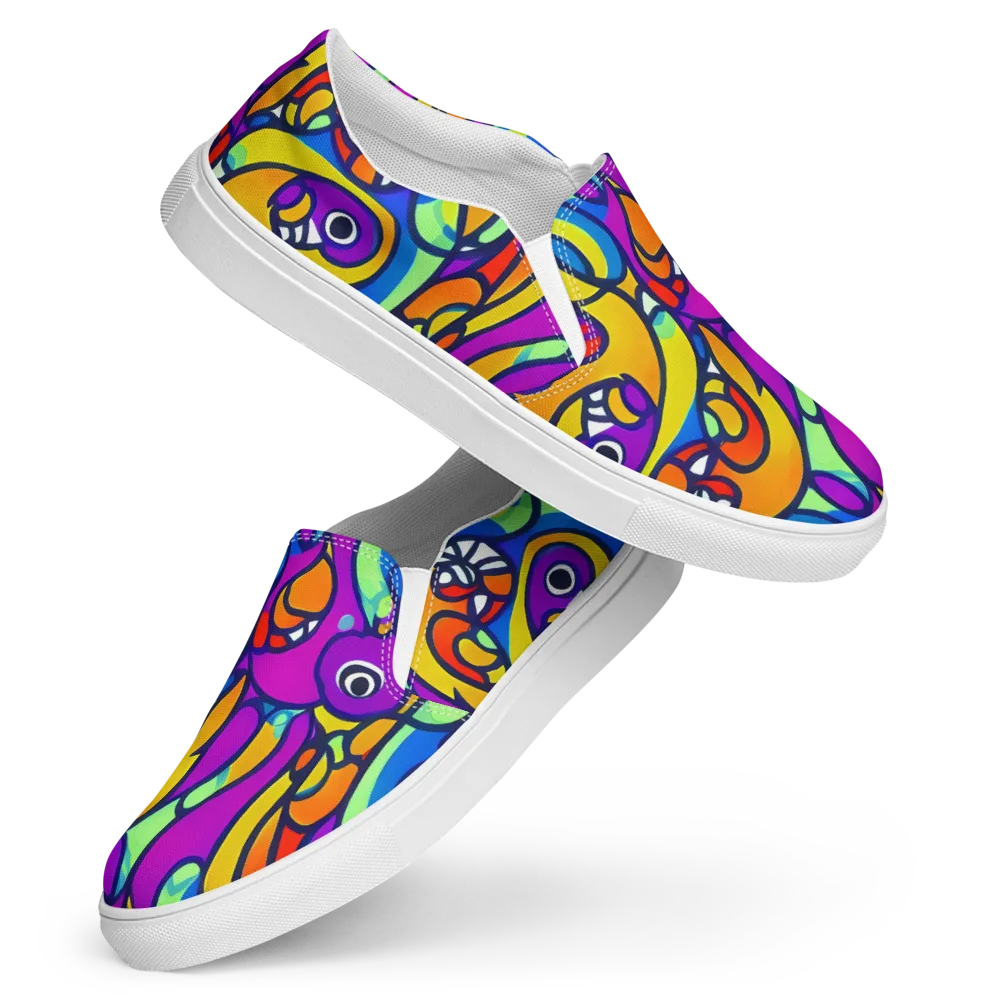 Kaleido Fish on Women's Slip-On Canvas Shoes — Front