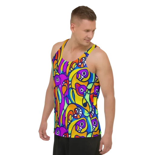 Kaleido Fish on a Men's Tank Top