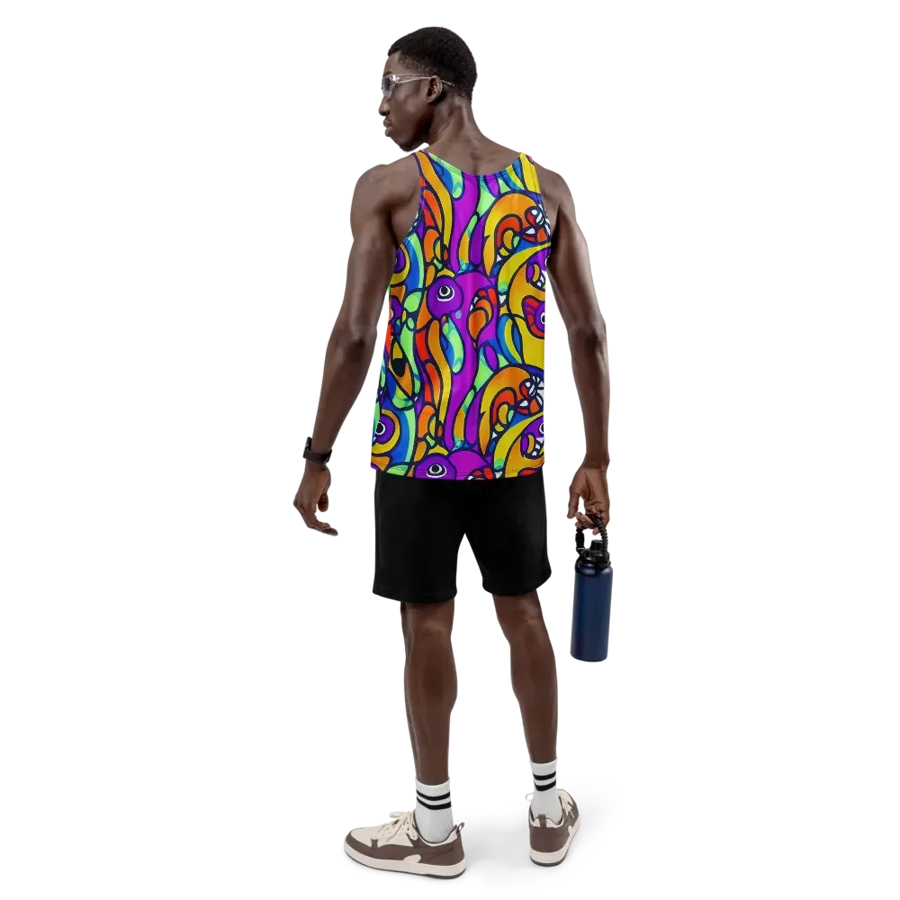 Kaleido Fish on Men's Tank Top — Back