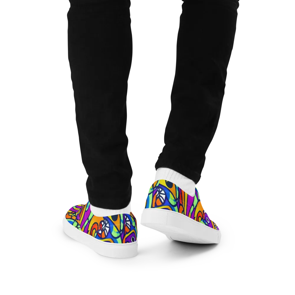 Kaleido Fish on Men's Lace-Up Canvas Shoes — Back