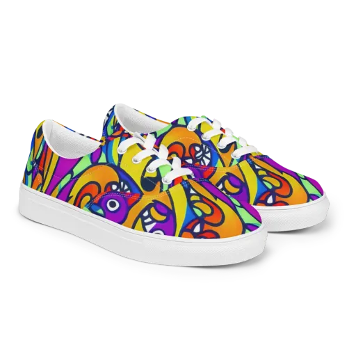 Kaleido Fish on a Men's Lace-Up Canvas Shoes