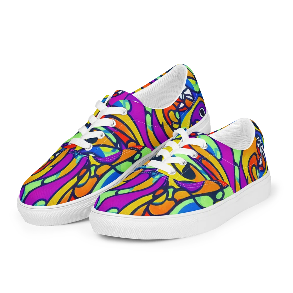 Kaleido Fish on Men's Lace-Up Canvas Shoes — Left Front