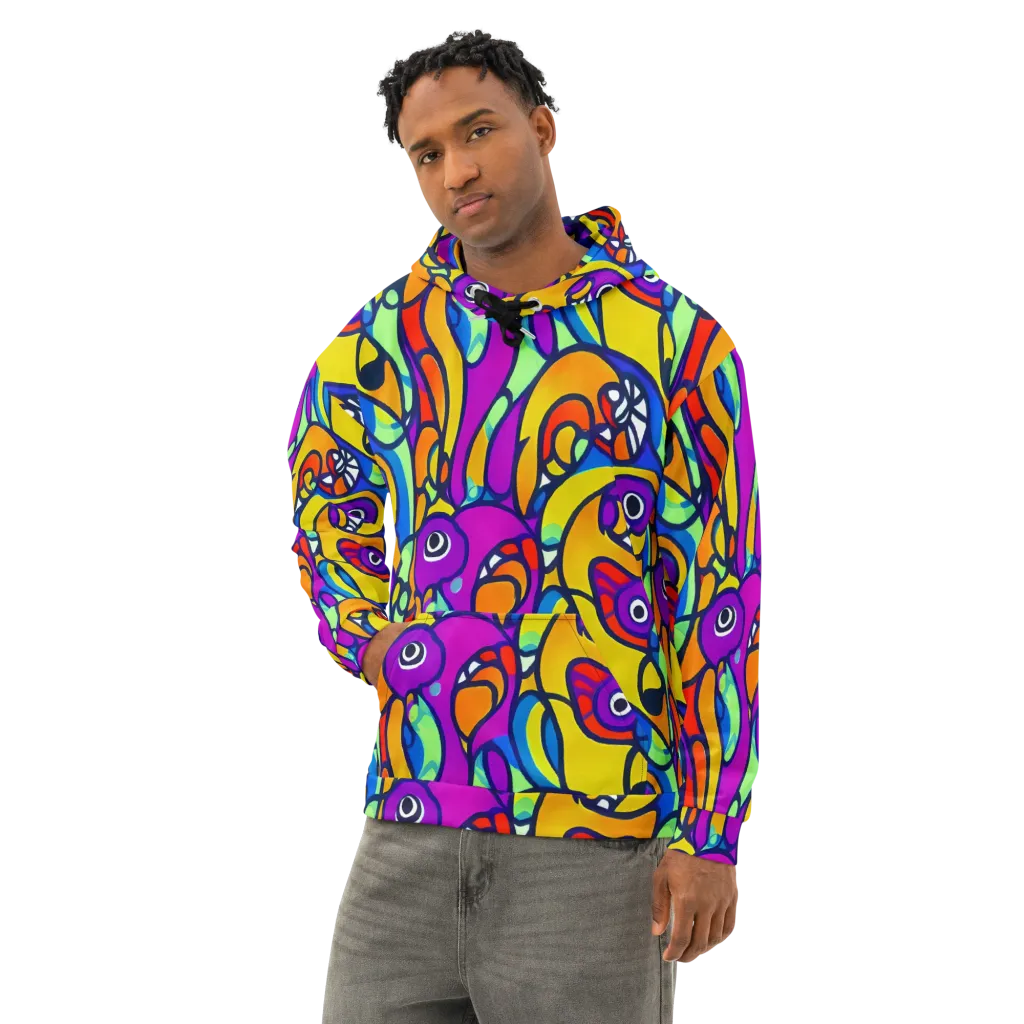 Kaleido Fish on Cotton Hoodie — Left Front