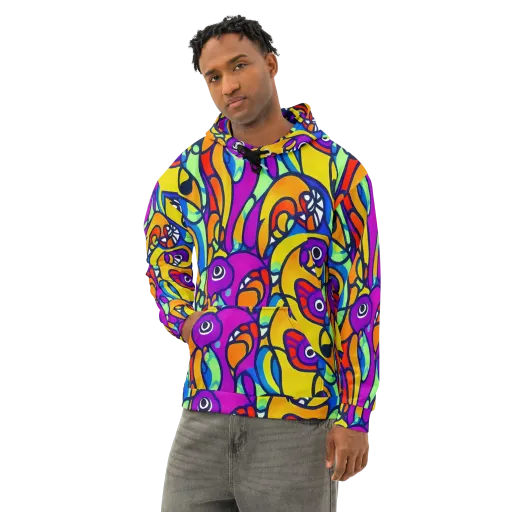 Kaleido Fish on a Cotton Hoodie