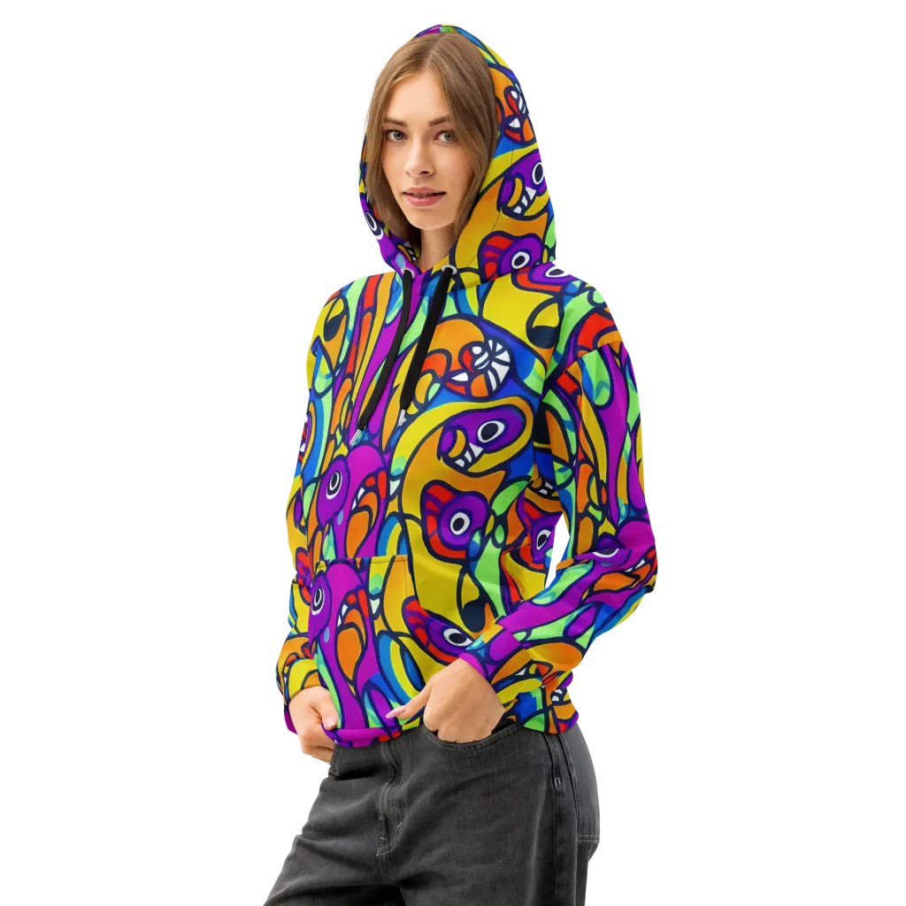 Kaleido Fish on Cotton Hoodie — Left Front