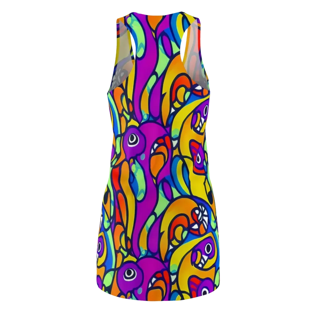 Kaleido Fish on Racerback Dress — Back