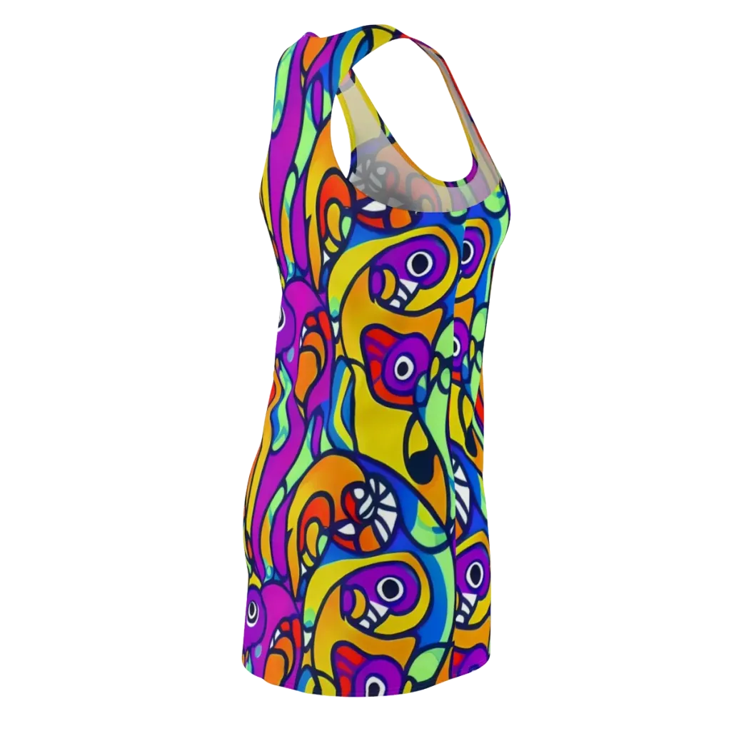 Kaleido Fish on Racerback Dress — Back Side