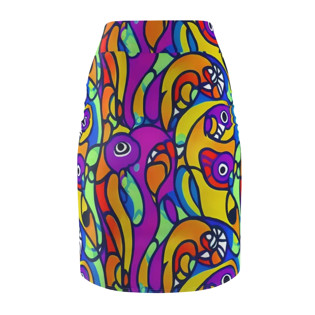 Kaleido Fish on Pencil Skirt — Back
