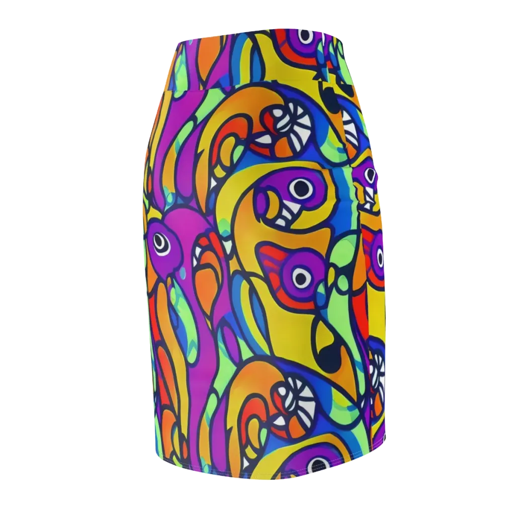 Kaleido Fish on Pencil Skirt — Back Side