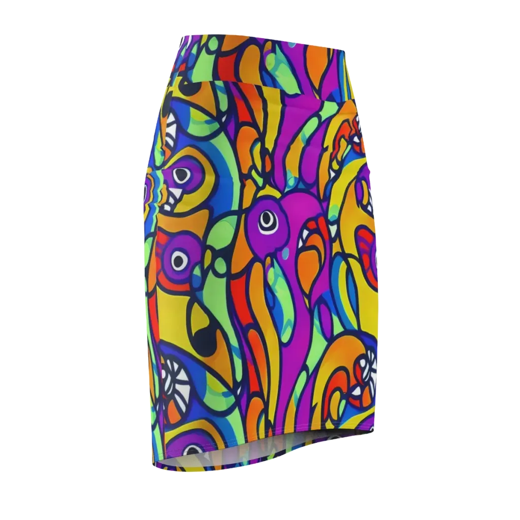 Kaleido Fish on Pencil Skirt — Front Side