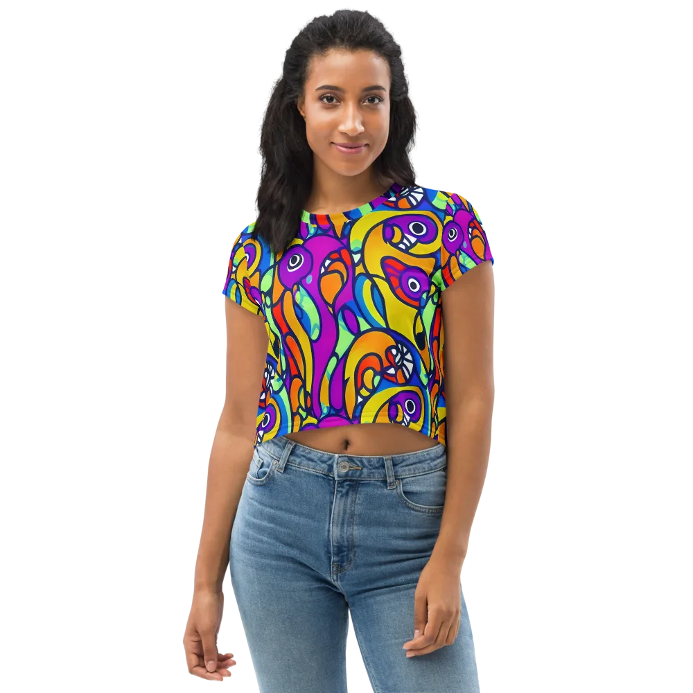 Kaleido Fish on Crop Tee — Front