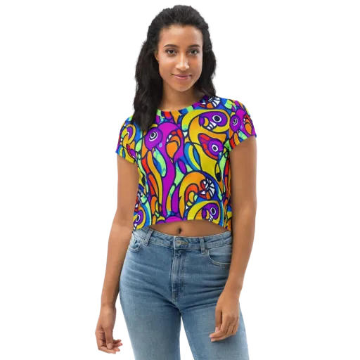Kaleido Fish on a Crop Tee