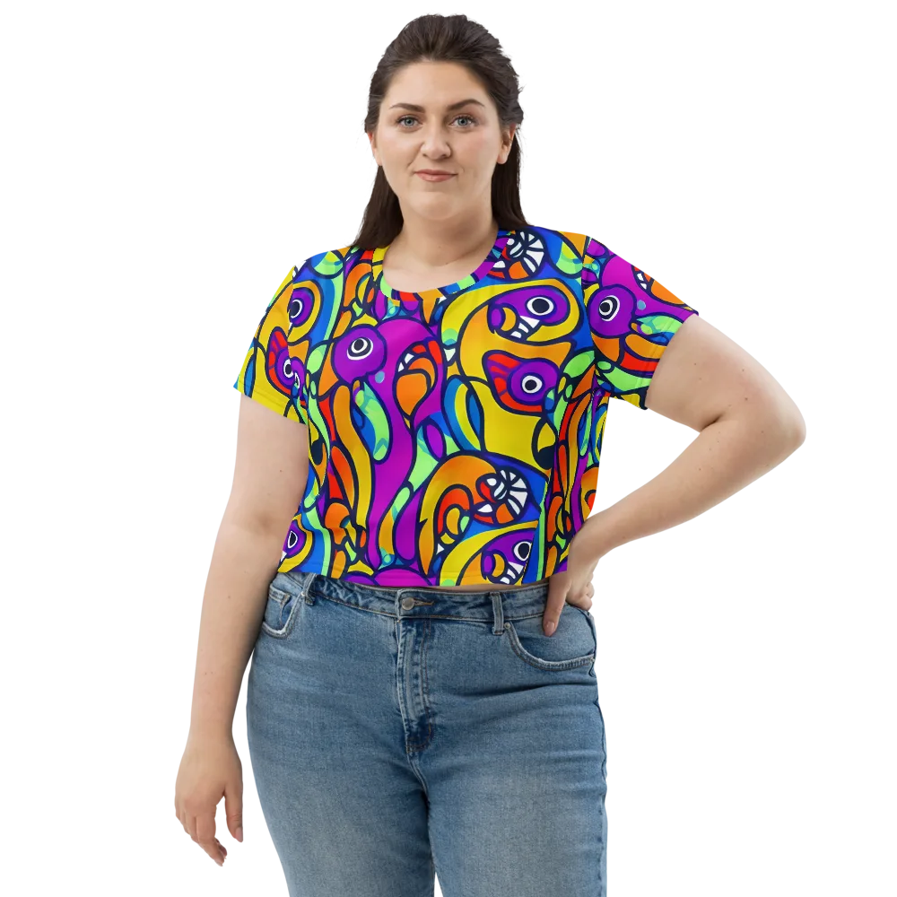 Kaleido Fish on Crop Tee — Front