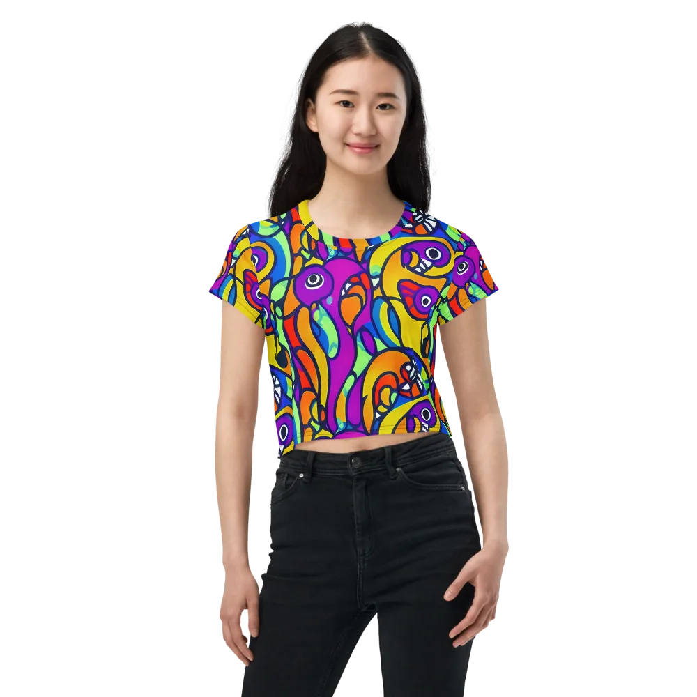 Kaleido Fish on Crop Tee — Front