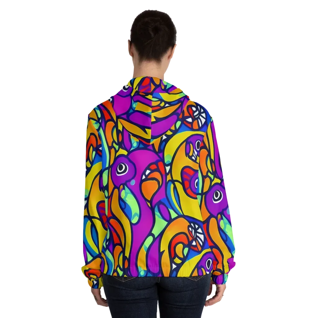 Kaleido Fish on Women's Full-Zip Hoodie — Back On Person