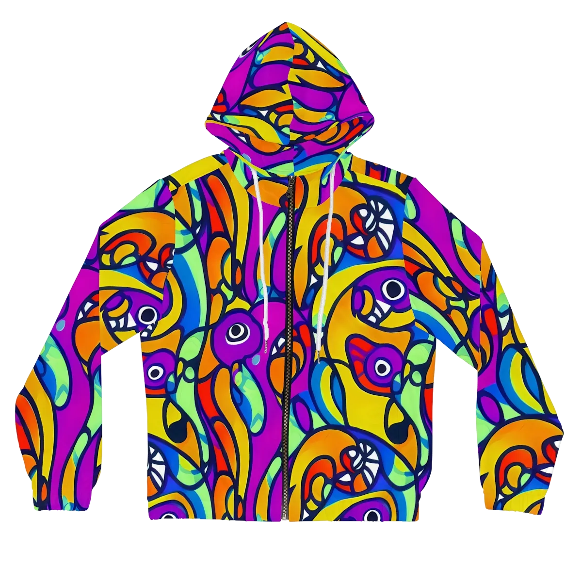 Kaleido Fish on Women's Full-Zip Hoodie — Front