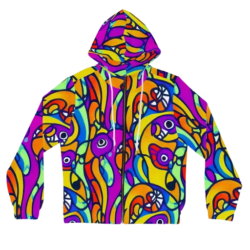 Kaleido Fish on a Women's Full-Zip Hoodie