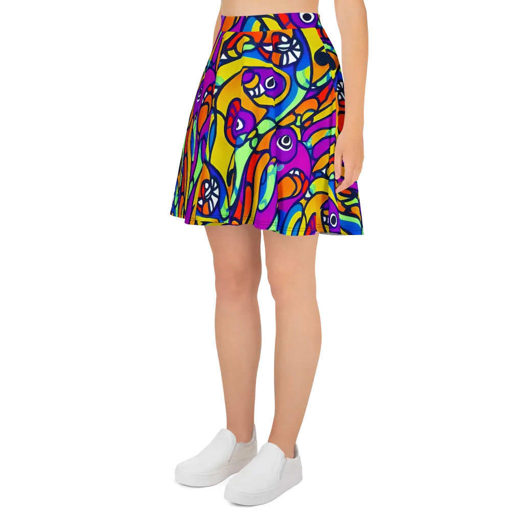 Kaleido Fish on Skater Skirt — Left