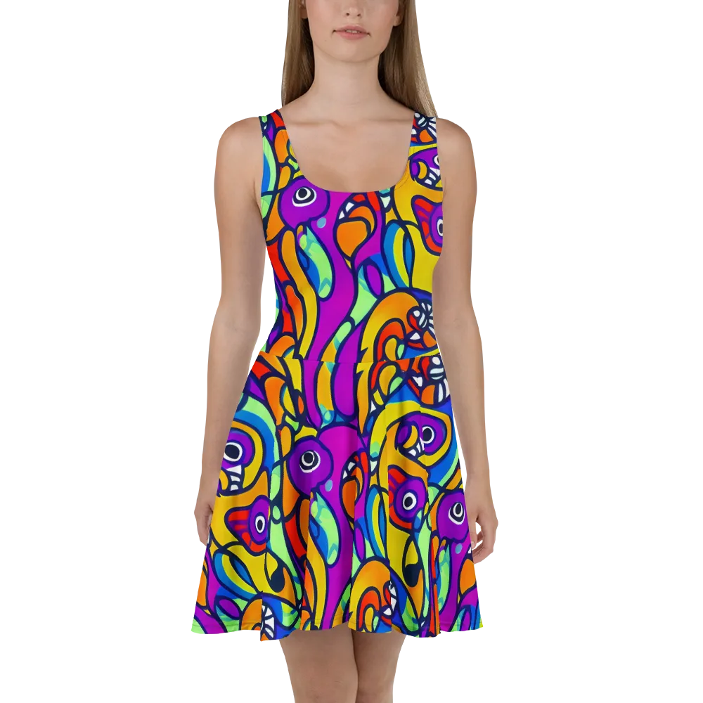 Kaleido Fish on Skater Dress — Front