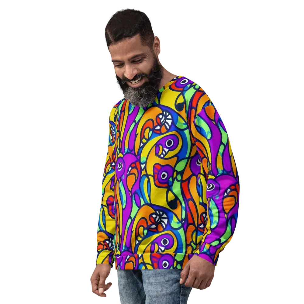 Kaleido Fish on Sweatshirt — Left Front