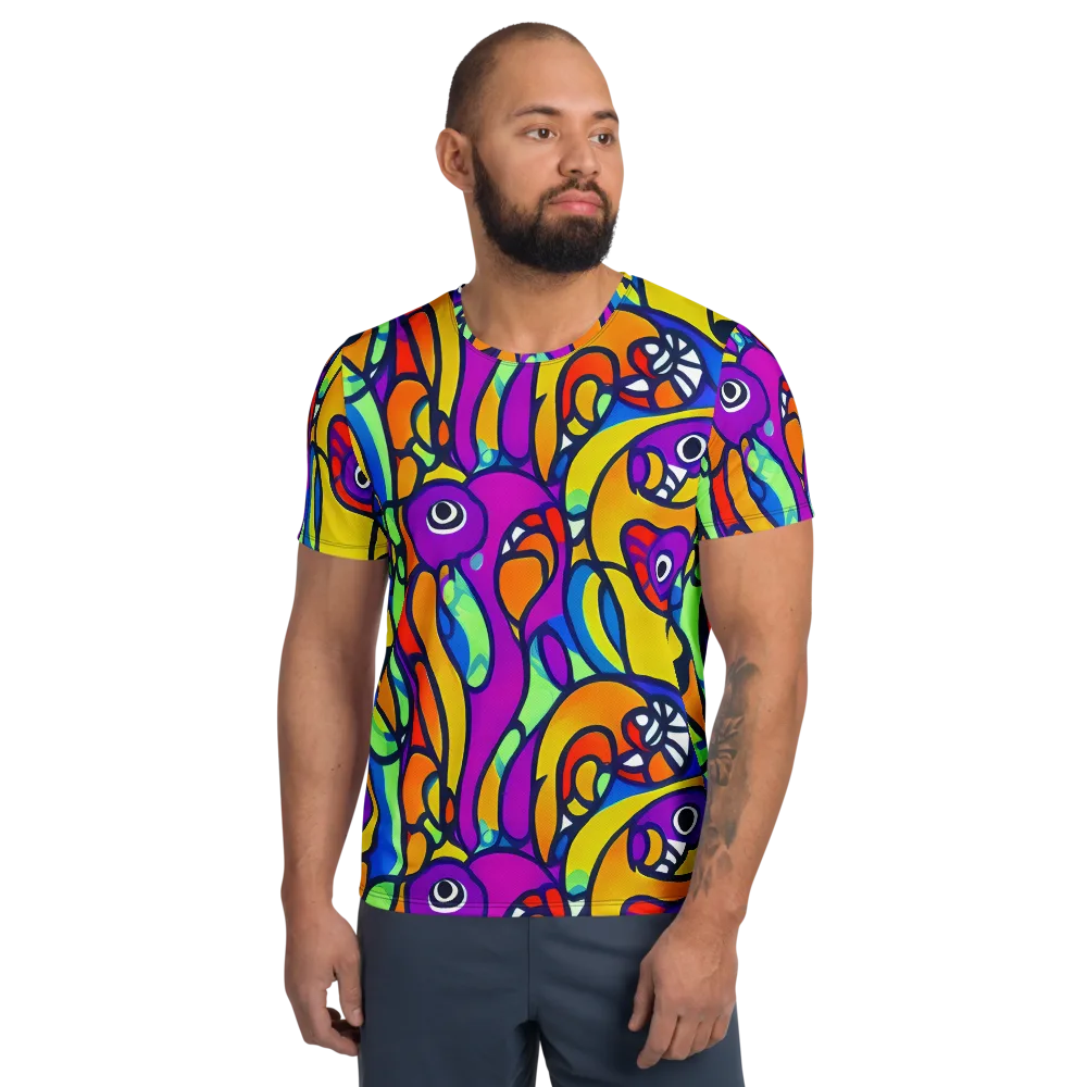 Kaleido Fish on Men's Athletic T-Shirt — Front