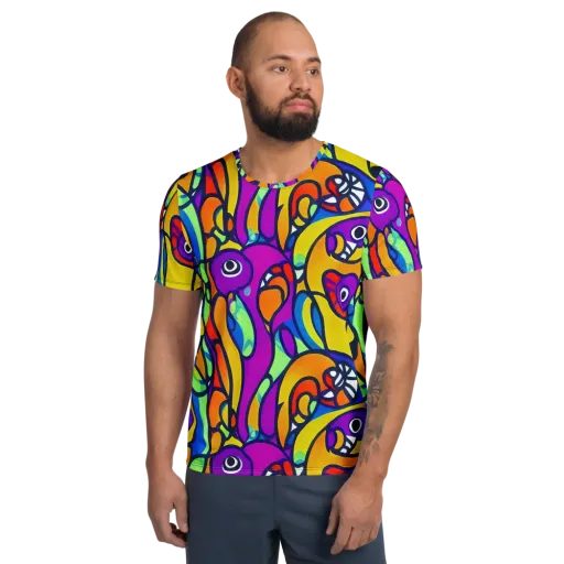 Kaleido Fish on a Men's Athletic T-Shirt