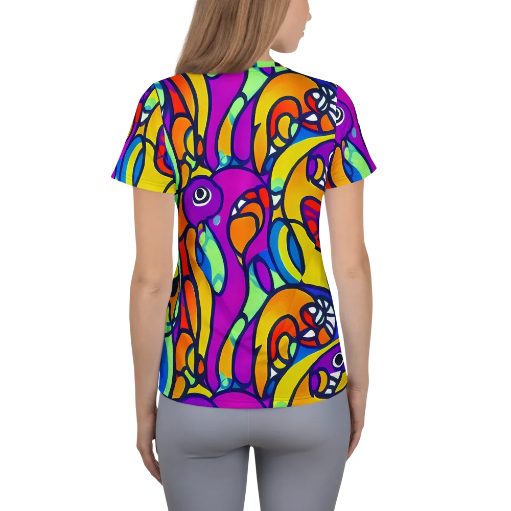 Kaleido Fish on Women's Athletic T-Shirt — Back