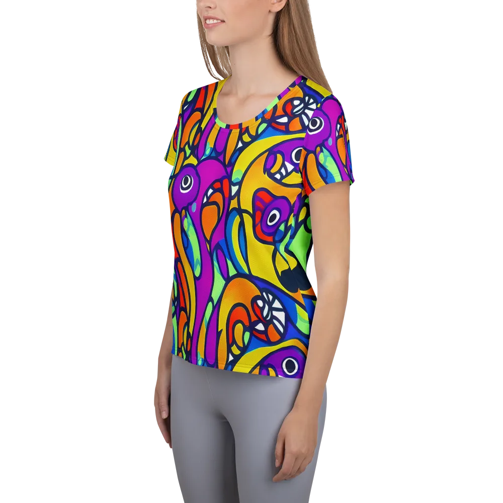 Kaleido Fish on Women's Athletic T-Shirt — Left