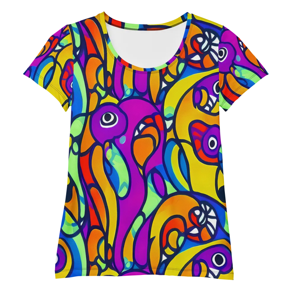 Kaleido Fish on Women's Athletic T-Shirt — Front