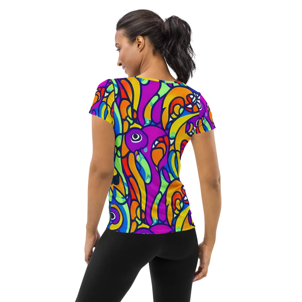 Kaleido Fish on Women's Athletic T-Shirt — Back
