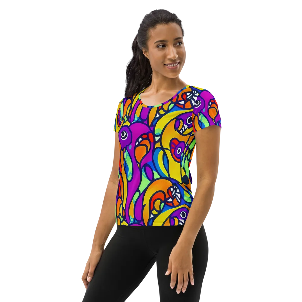 Kaleido Fish on Women's Athletic T-Shirt — Left