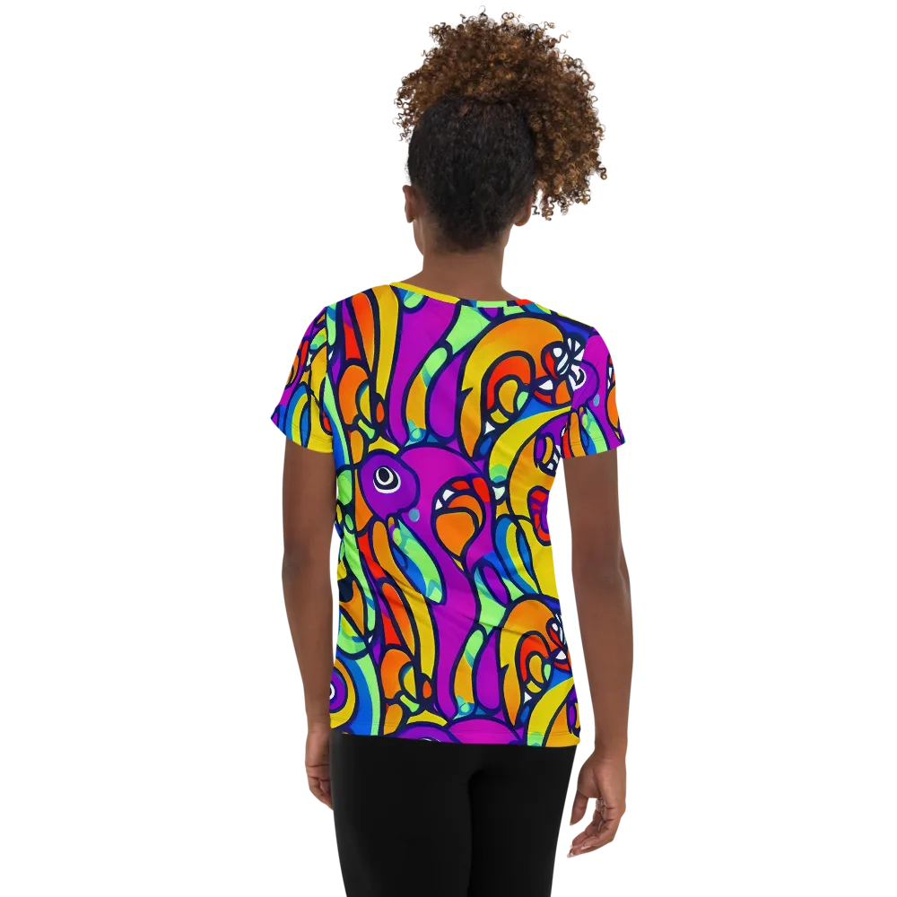 Kaleido Fish on Women's Athletic T-Shirt — Back