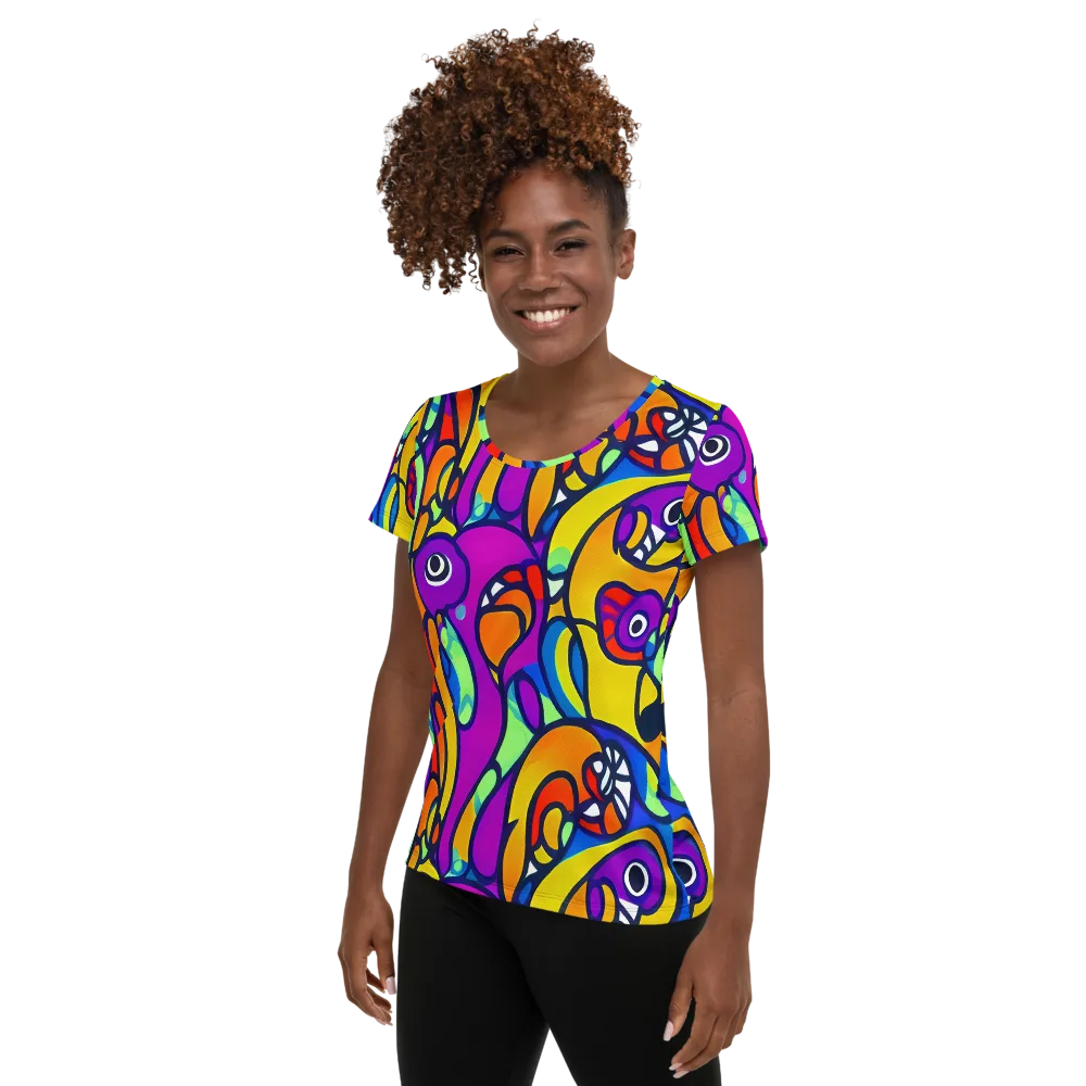 Kaleido Fish on Women's Athletic T-Shirt — Left