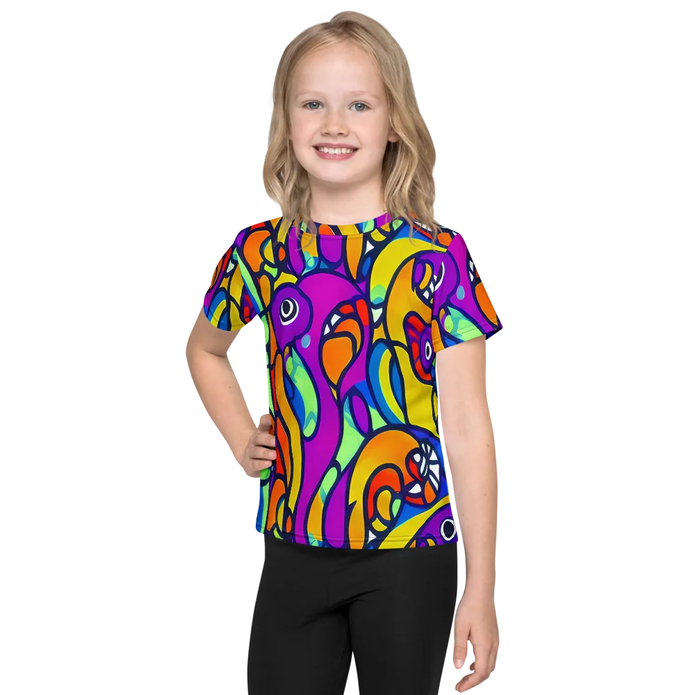 Kaleido Fish on Kids Crew Neck T-Shirt — Front