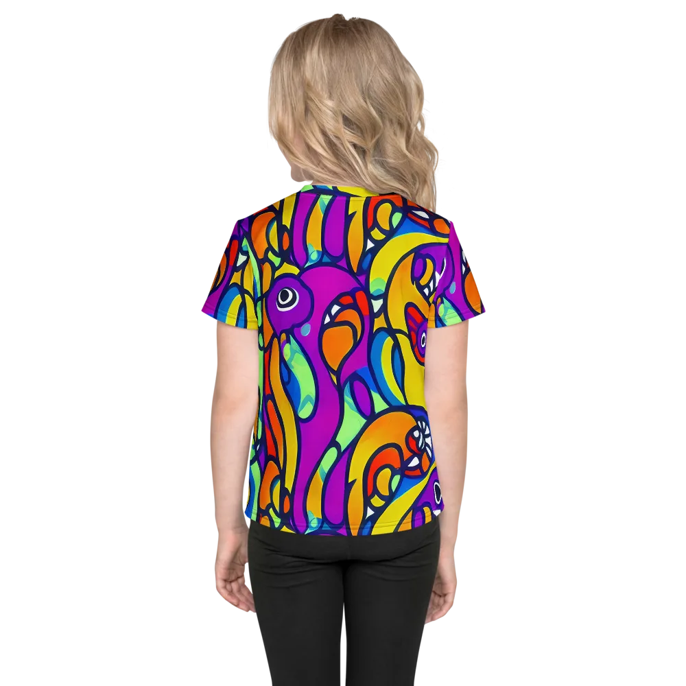 Kaleido Fish on Kids Crew Neck T-Shirt — Back