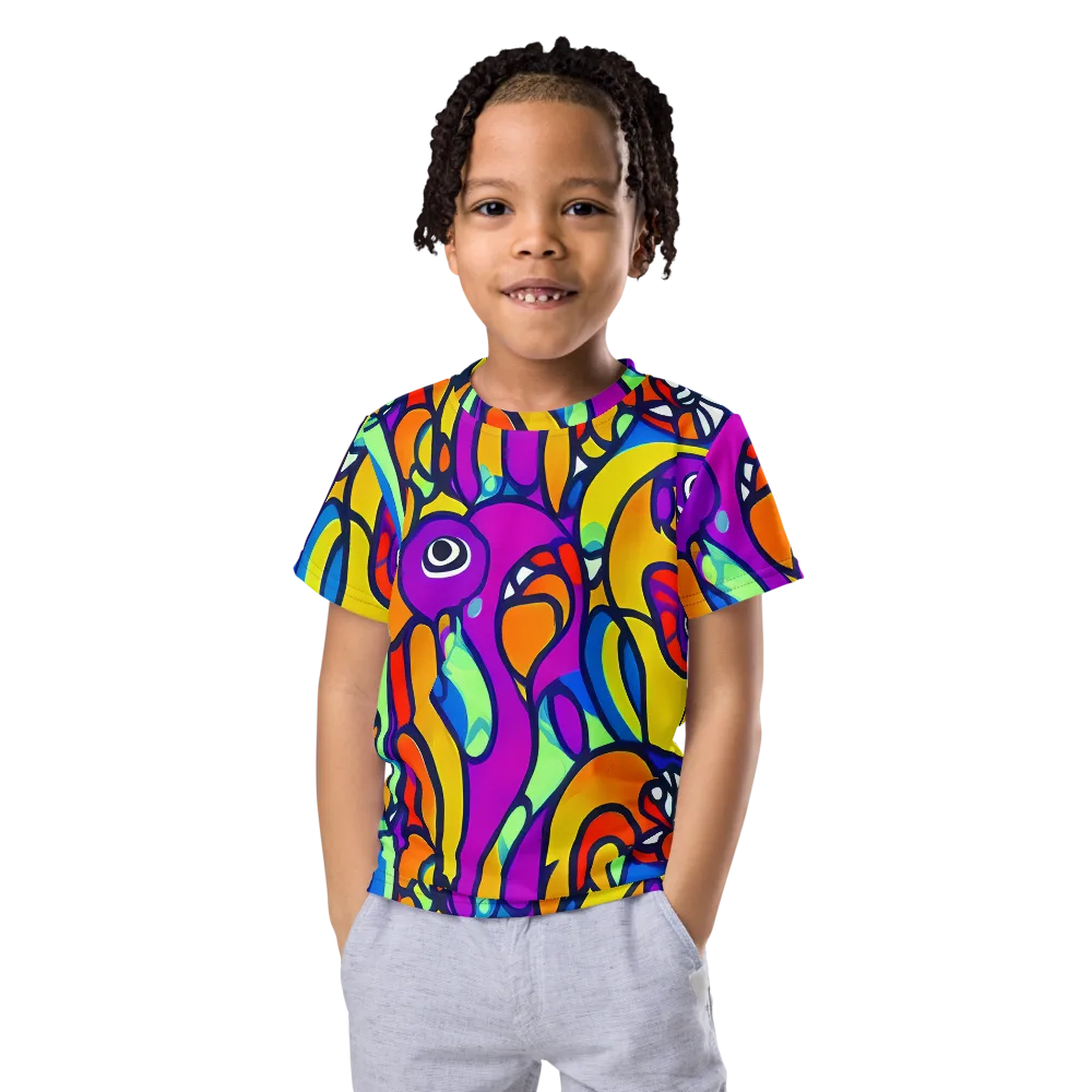Kaleido Fish on Kids Crew Neck T-Shirt — Front