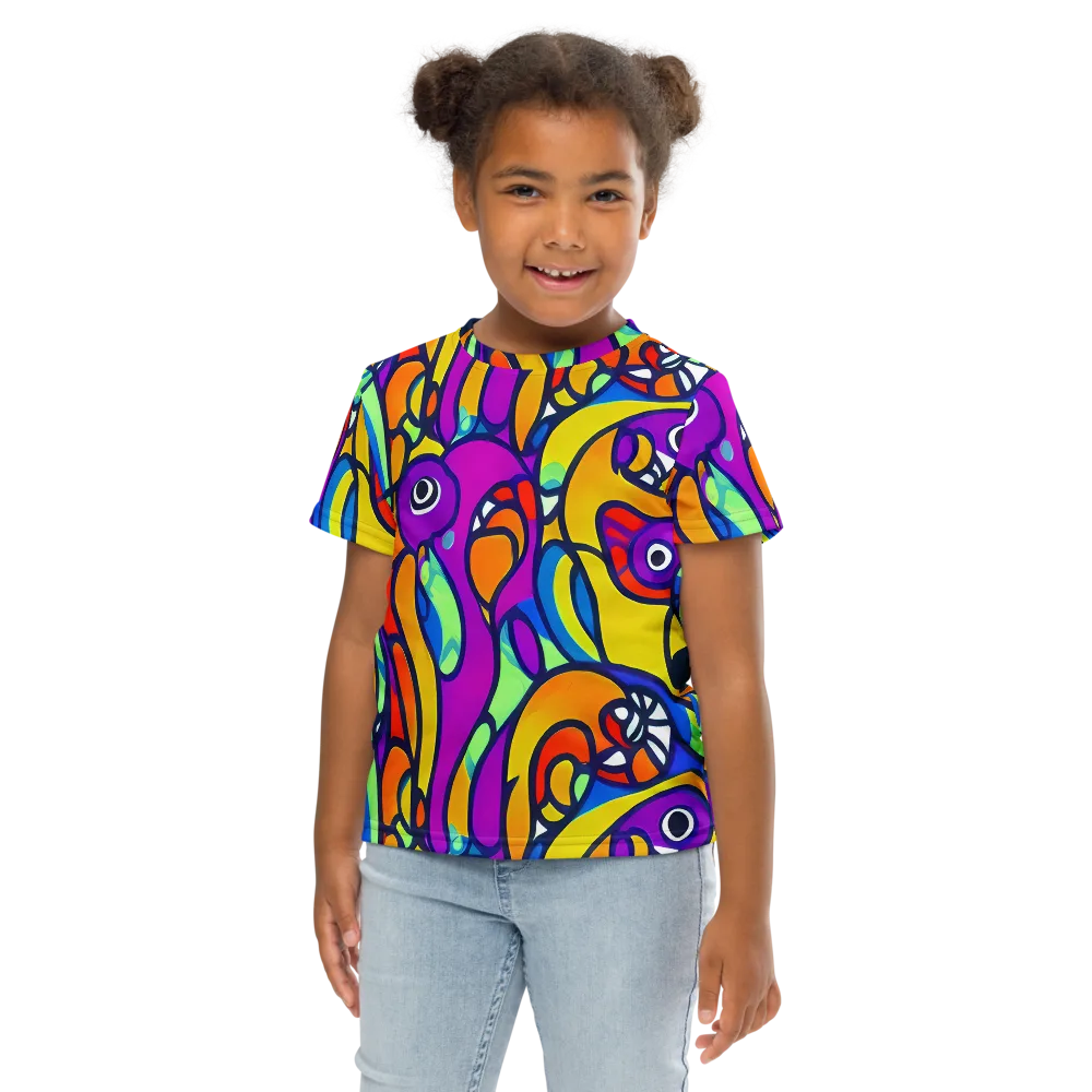 Kaleido Fish on Kids Crew Neck T-Shirt — Front