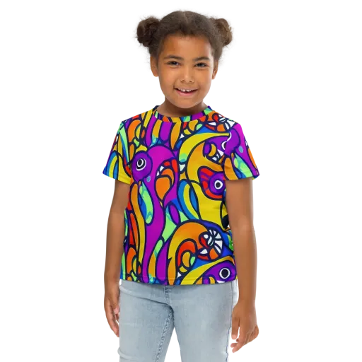Kaleido Fish on a Kids Crew Neck T-Shirt