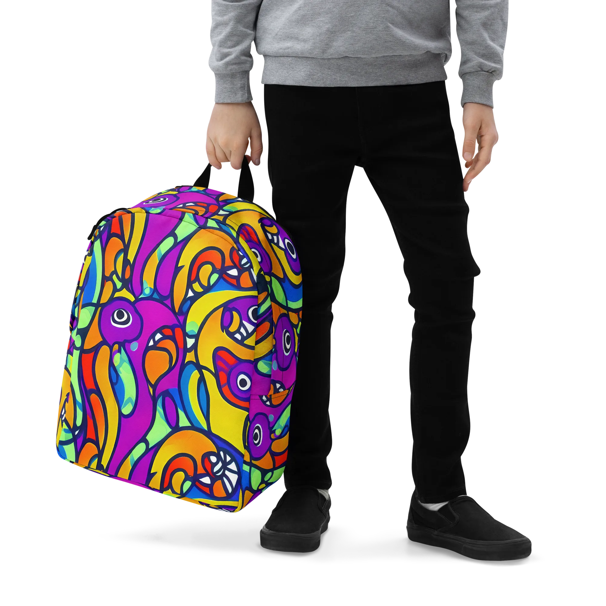 Kaleido Fish on Minimalist Backpack — Zoomed-in