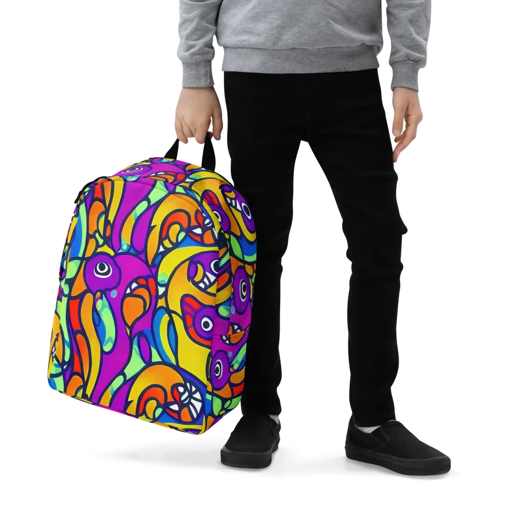 Kaleido Fish on Minimalist Backpack — Zoomed-in
