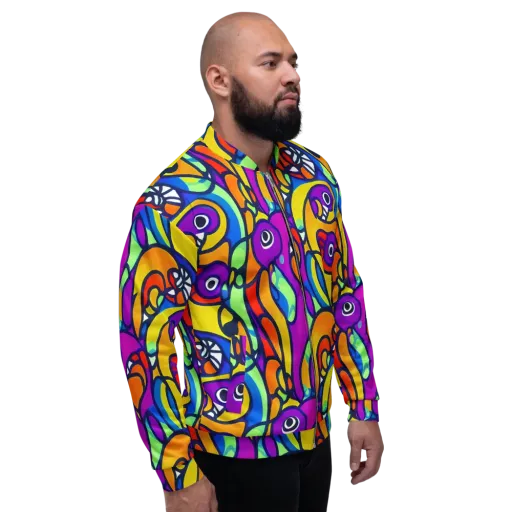 Kaleido Fish on a Bomber Jacket