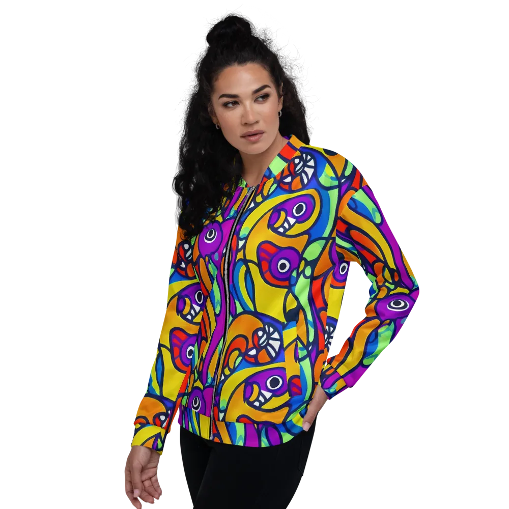 Kaleido Fish on Bomber Jacket — Left