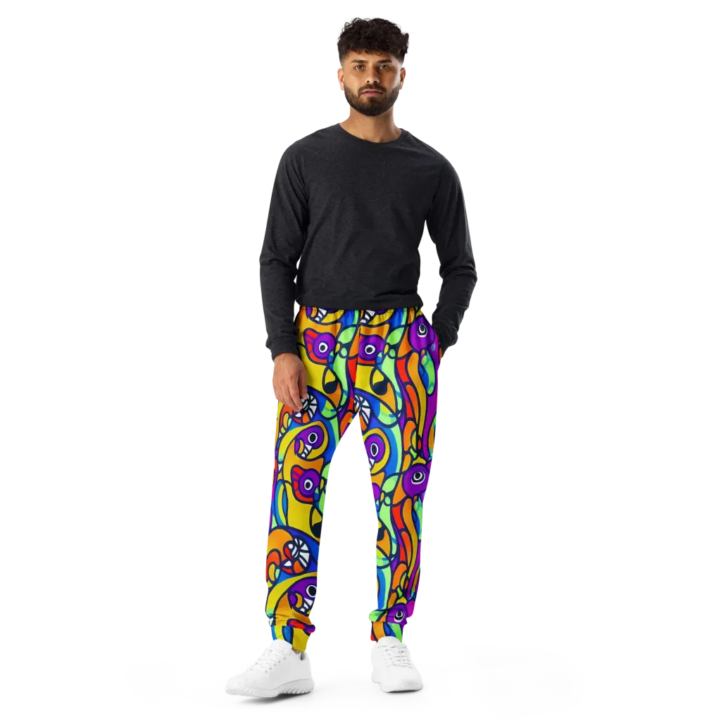Kaleido Fish on Men's Joggers — Front