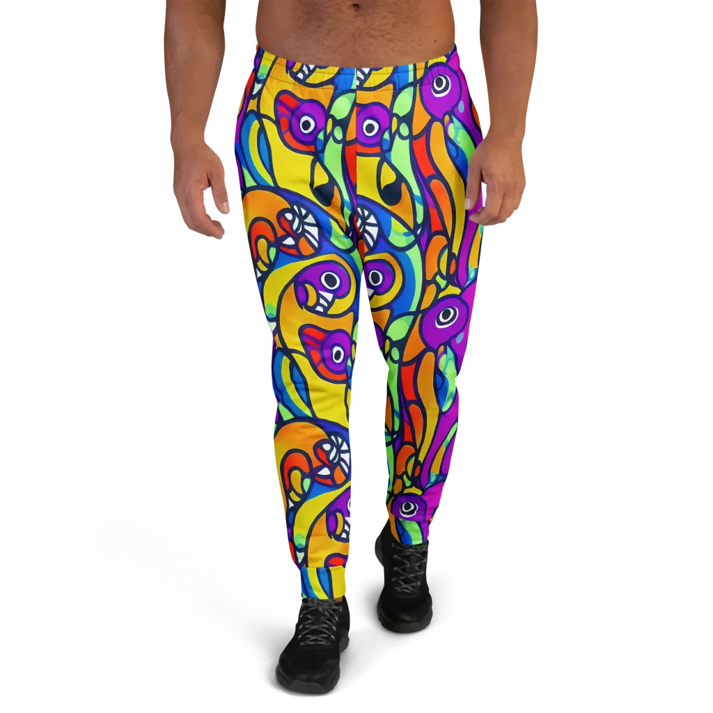 Kaleido Fish on Men's Joggers — Front