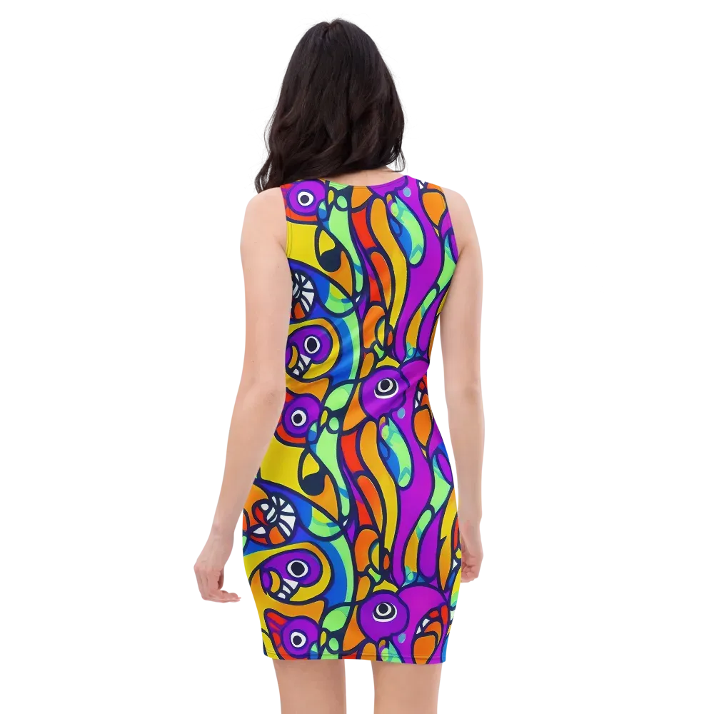 Kaleido Fish on Bodycon Dress — Back