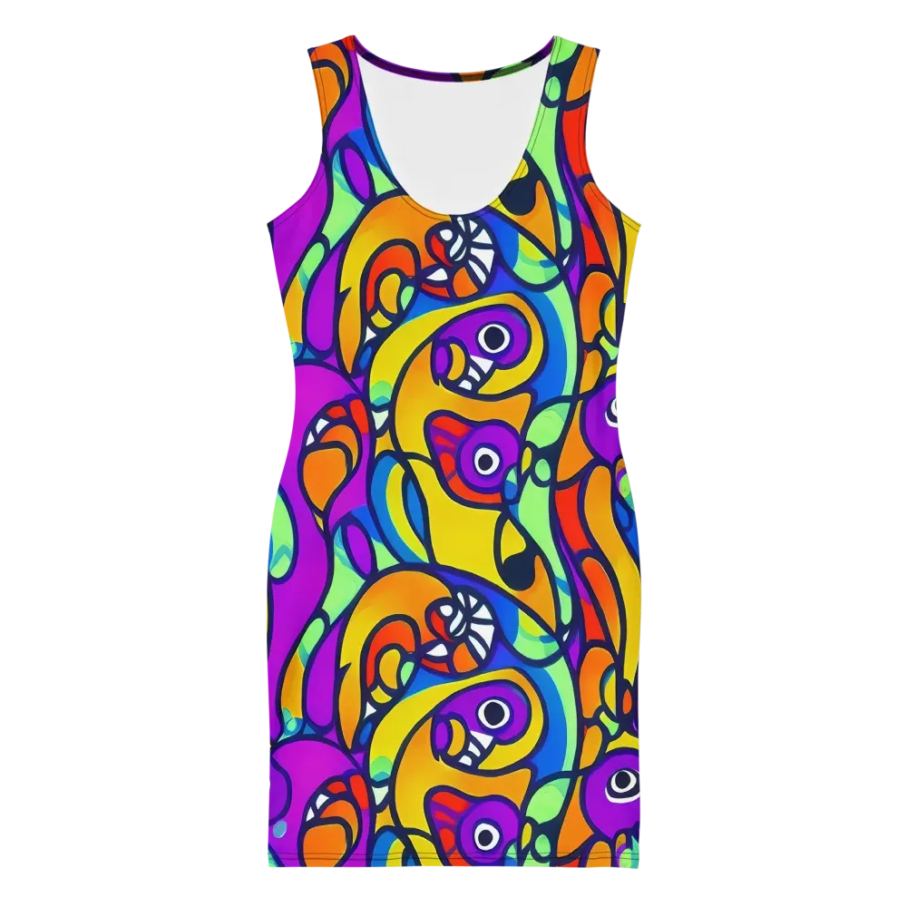 Kaleido Fish on Bodycon Dress — Front