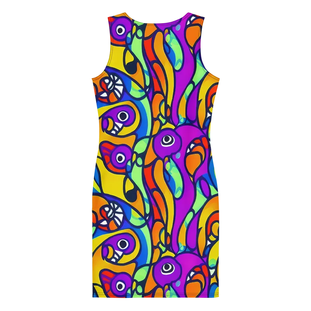 Kaleido Fish on Bodycon Dress — Back