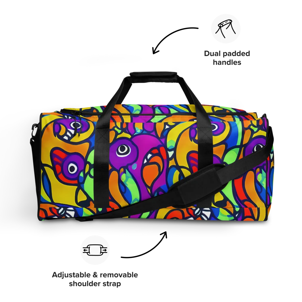 Kaleido Fish on Duffle Bag — Front